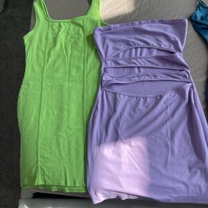 Green and Purple Sleeveless Dresses